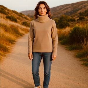 Dudley Stephens Double Roll Neck Greenpoint in Vello Fleece Camel Size XS EUC